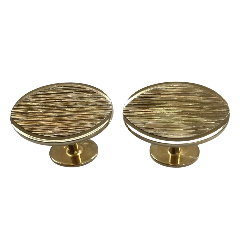 Vintage Signed Swank Cufflinks Etched Goldtone Ovals 7/8" Pair Ball Return